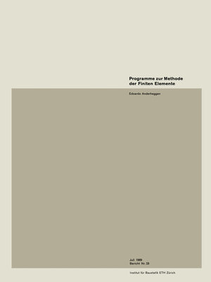 cover image of Programme zur Methode der Finiten Elemente